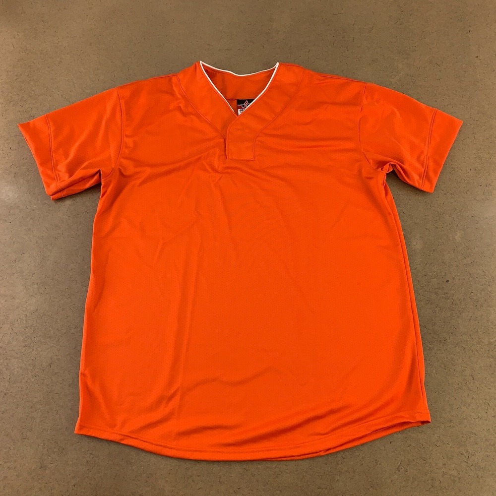 Alleson Athletic Youth Size XL Orange Two Button Mesh Baseball Jersey NWT